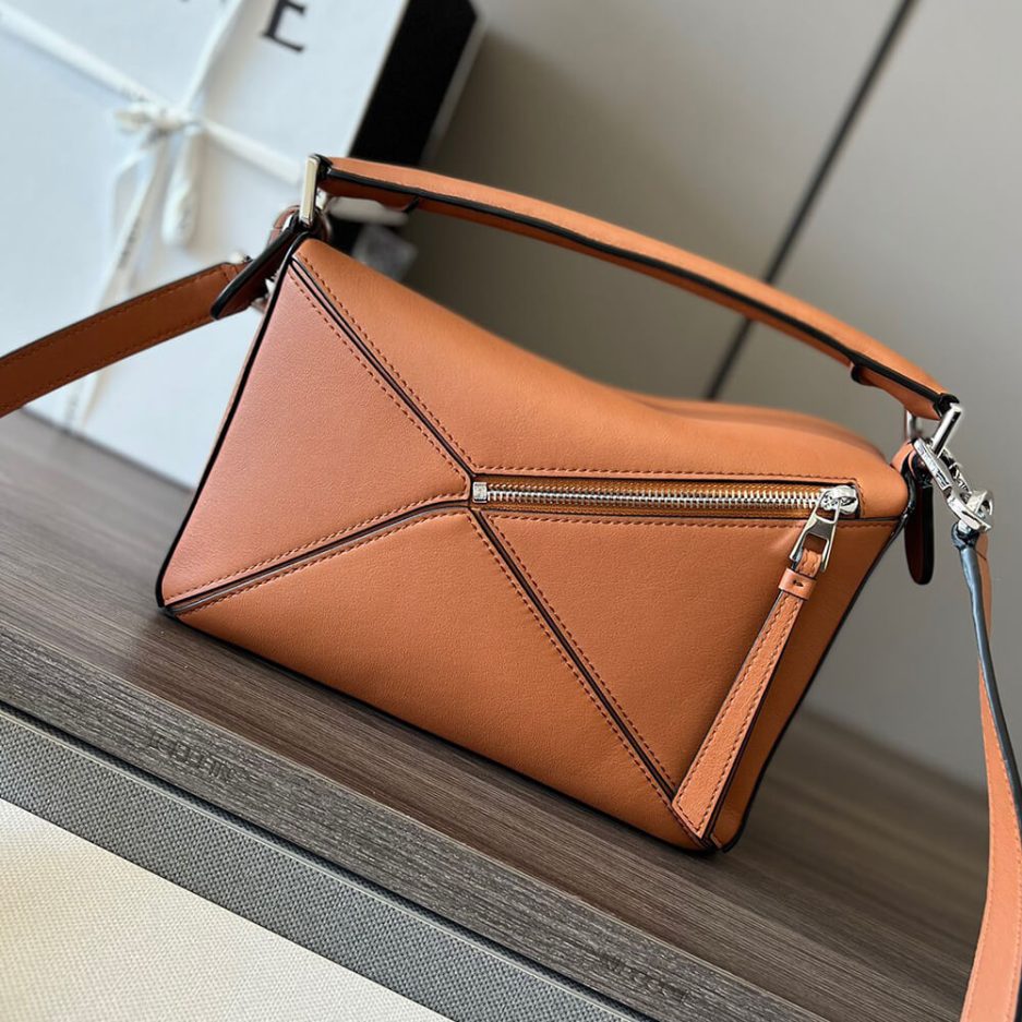 Tan LOEWE Small Puzzle Bag - Image 4