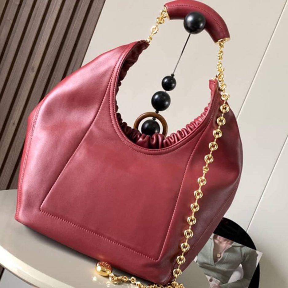 Burgundy Loewe Medium Squeeze bag in nappa lambskin - Image 4