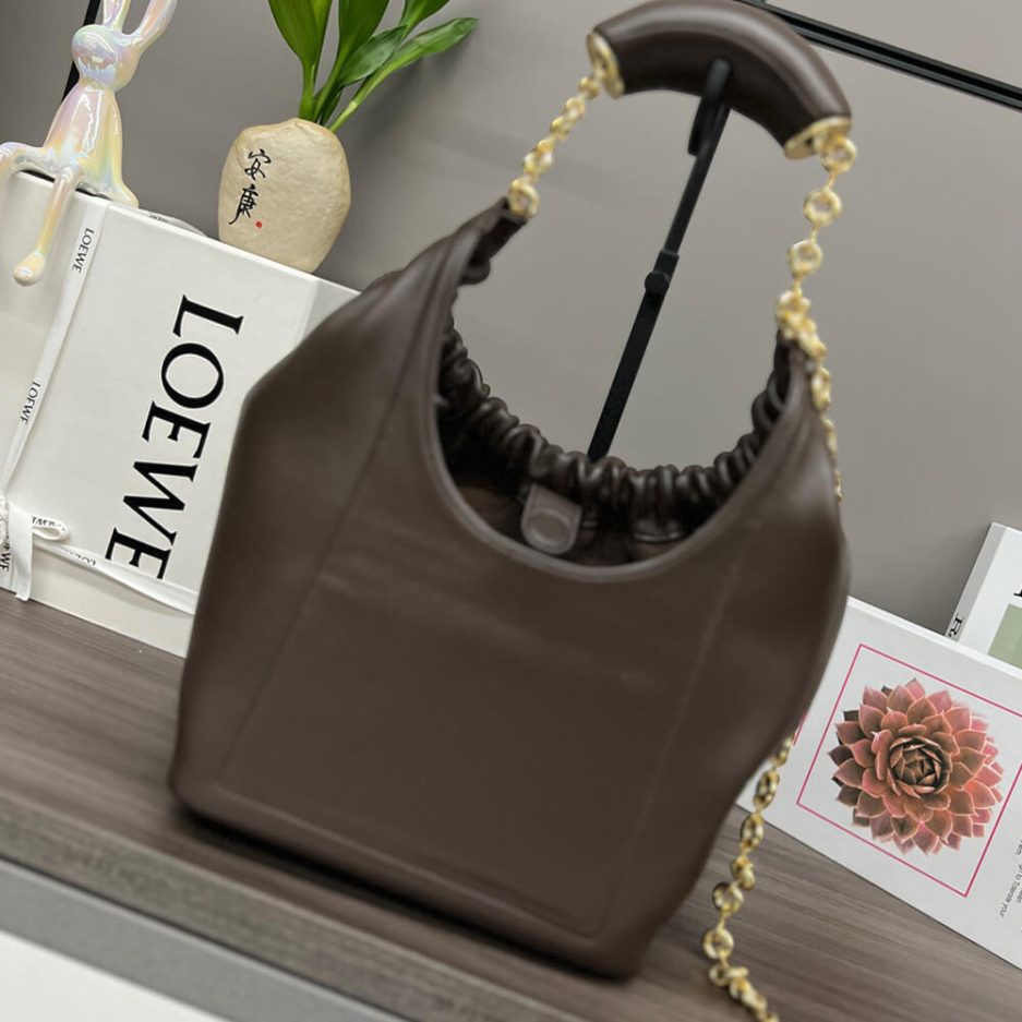Chocolate Loewe Small Squeeze bag in nappa lambskin - Image 4