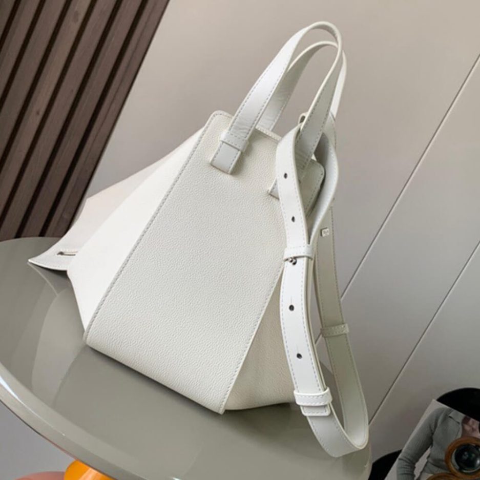 White Loewe Small Hammock bag in soft grained calfskin - Image 4