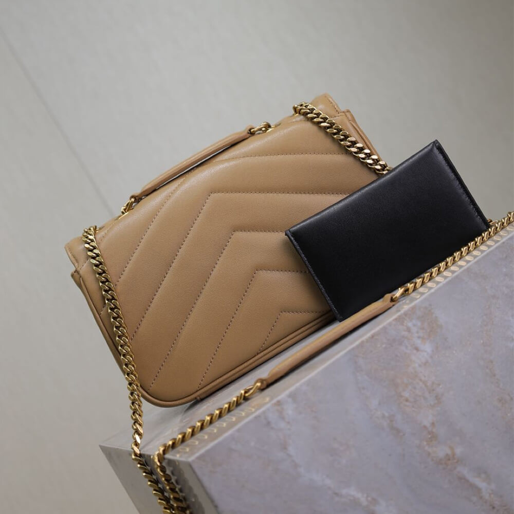 Beige YSL LOULOU small in MATELASSE lambskin - Image 4