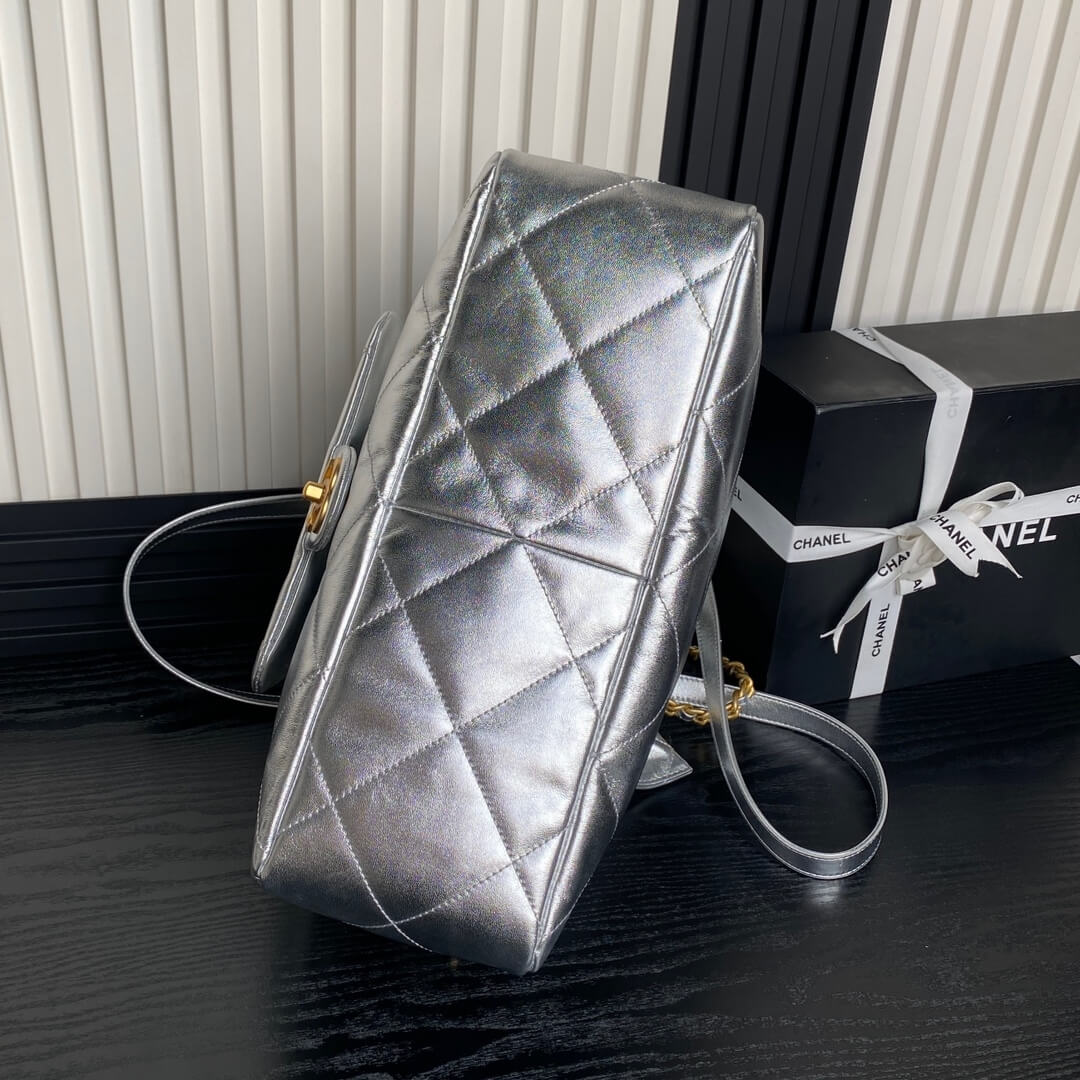 Silver Chanel Shopping Bag (Best
 grade) - Image 4