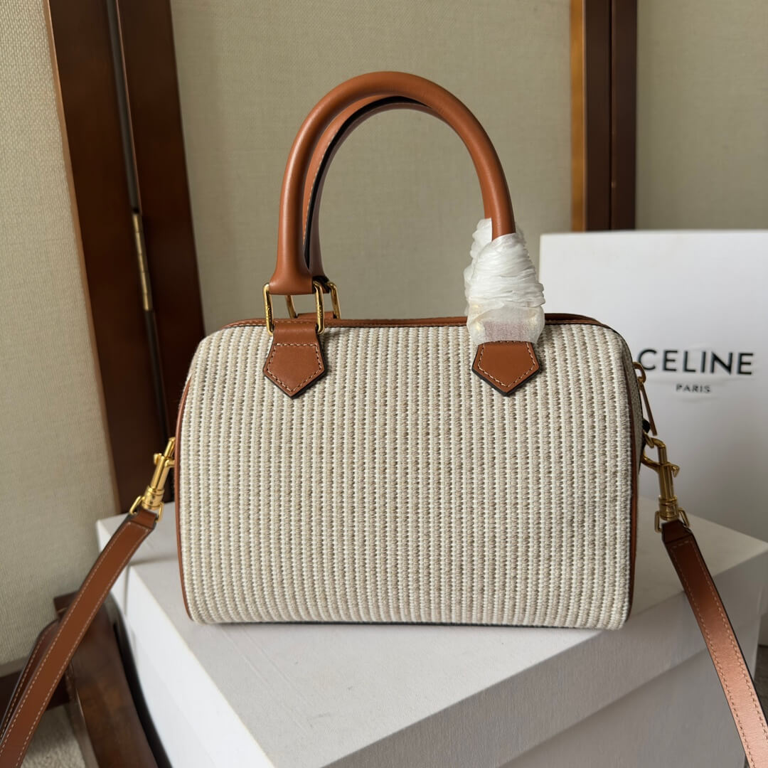 CELINE Small Boston cuir Triomphe in textile and calfskin - Image 4