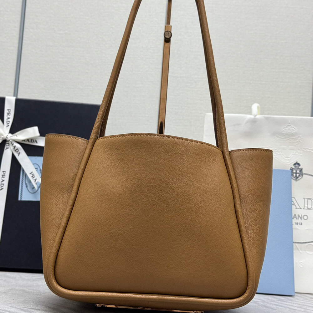Caramel Prada Leather mini tote Bag - Image 4