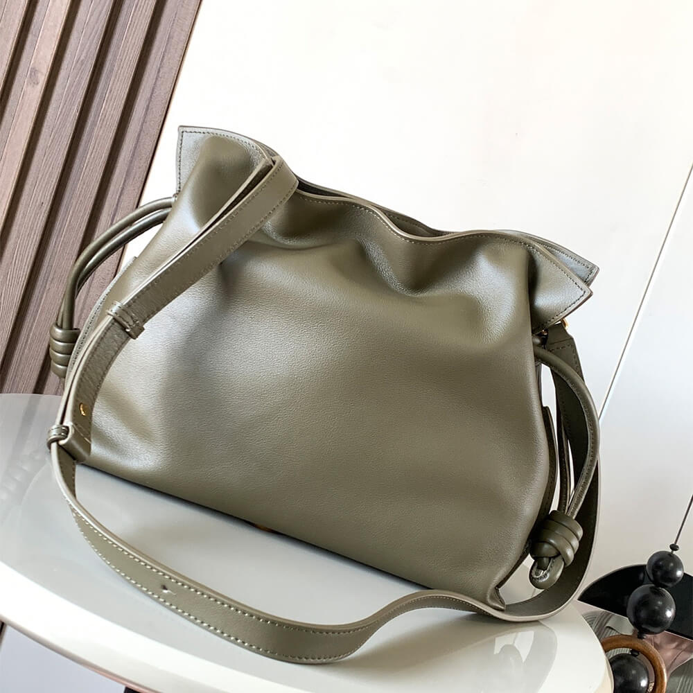 Dark Green LOEWE Medium Flamenco clutch in nappa calfskin (Best
 GRADE) - Image 4