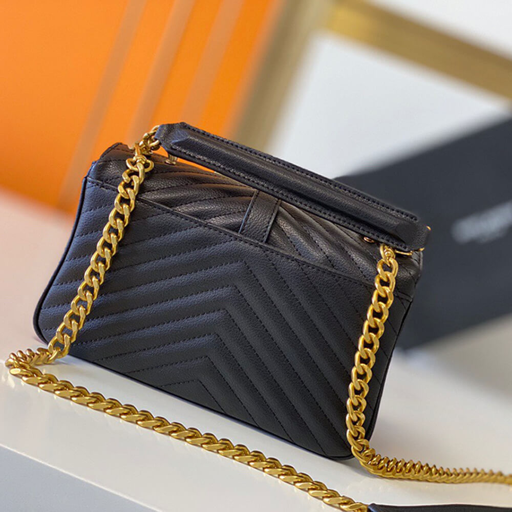 Black Saint Laurent College quilted-leather satchel bag - Image 4