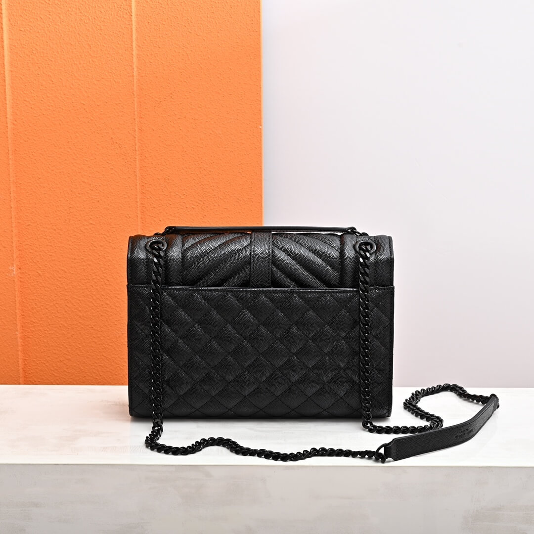 Black YSL ENVELOPE MEDIUM IN QUILTED GRAIN DE POUDRE EMBOSSED LEATHER - Image 4