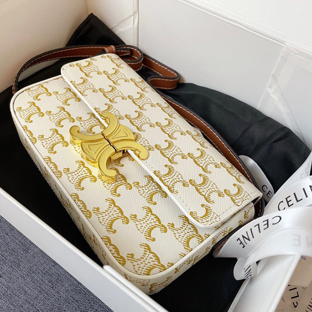 White CELINE TRIOMPHE SHOULDER BAG - Image 4