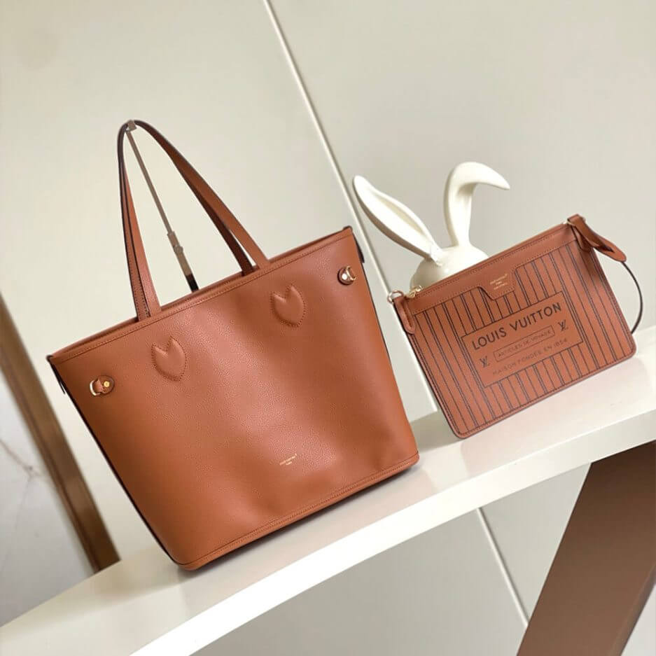 Tan LV Neverfull Inside Out MM - Image 4