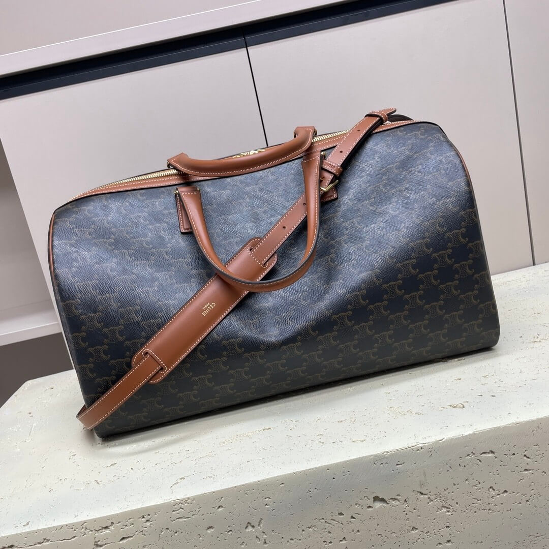 CELINE Medium duffle bag in logo-print calfskin - Image 4