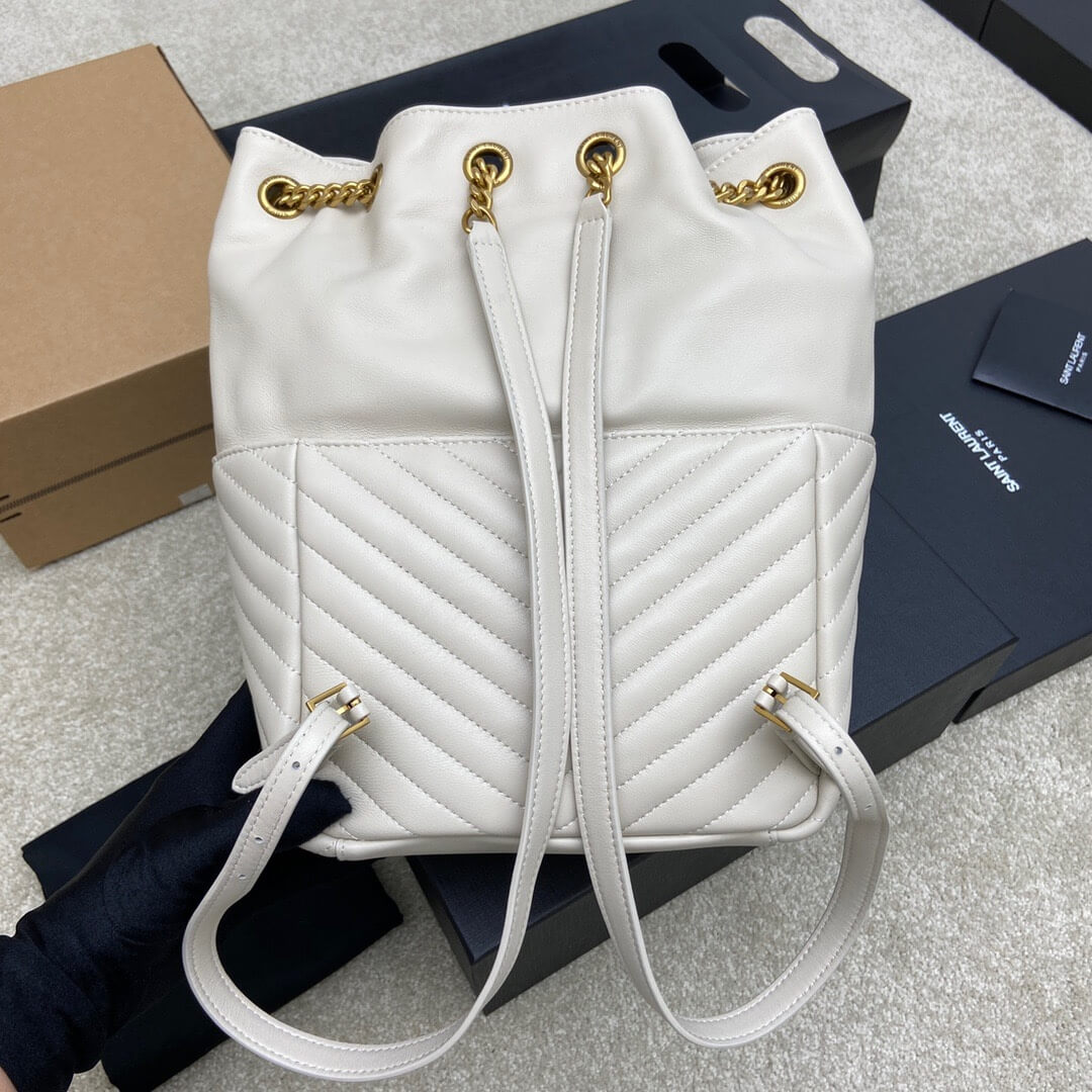 Retro White YSL Joe lambskin backpack - Image 4