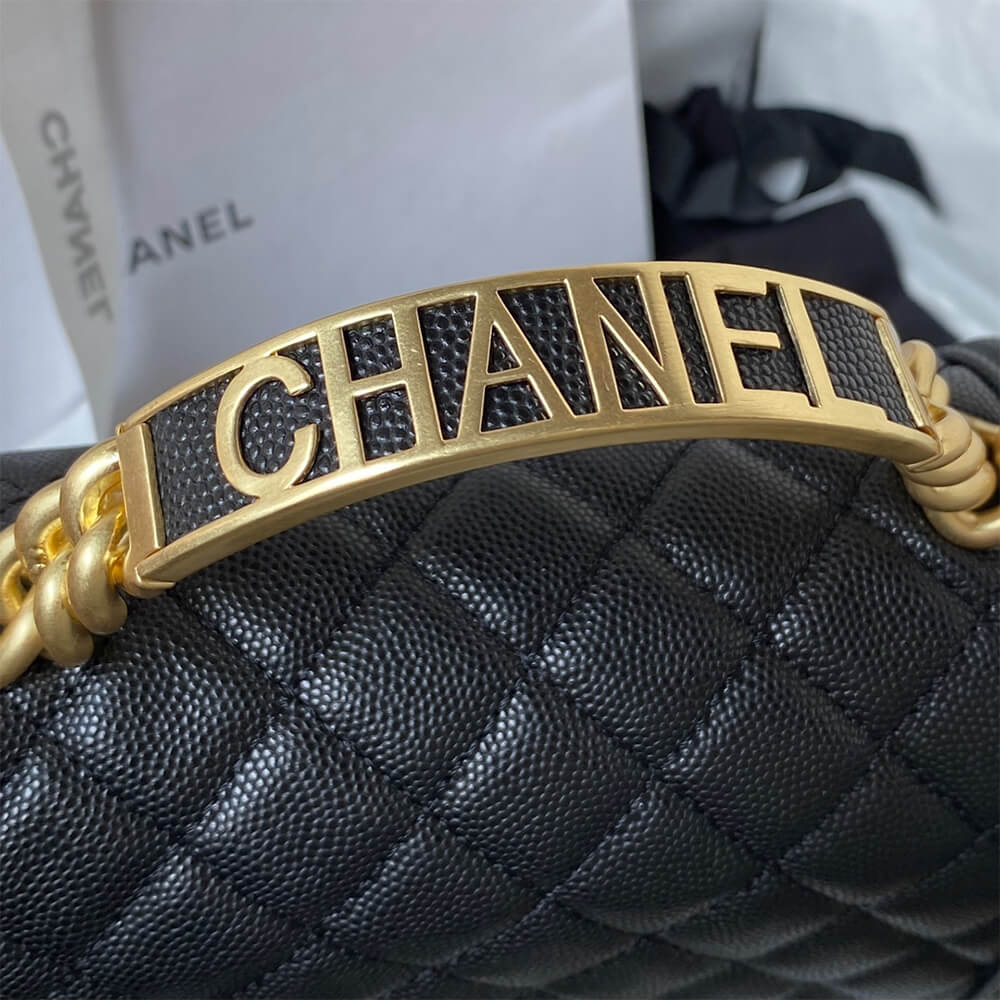 Black BOY CHANEL FLAP BAG WITH HANDLE - Image 4