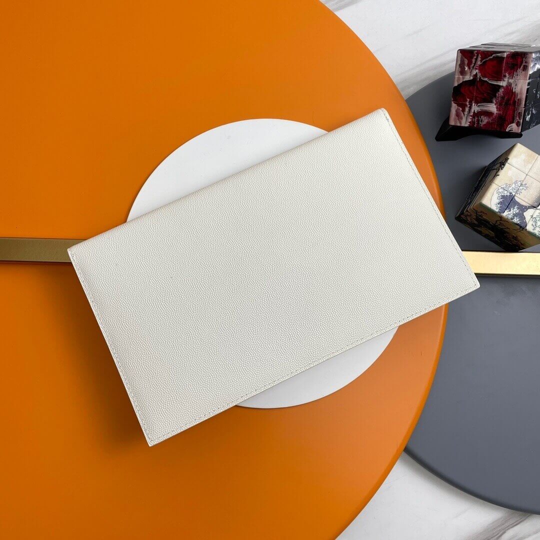 white YSL UPTOWN POUCH IN GRAIN DE POUDRE EMBOSSED LEATHER - Image 4