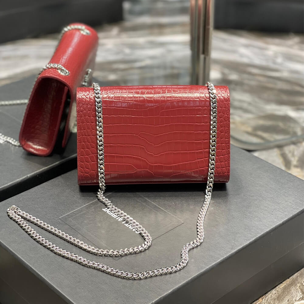 Red YSL KATE EMBOSSED SHOULDER BAG - Image 4
