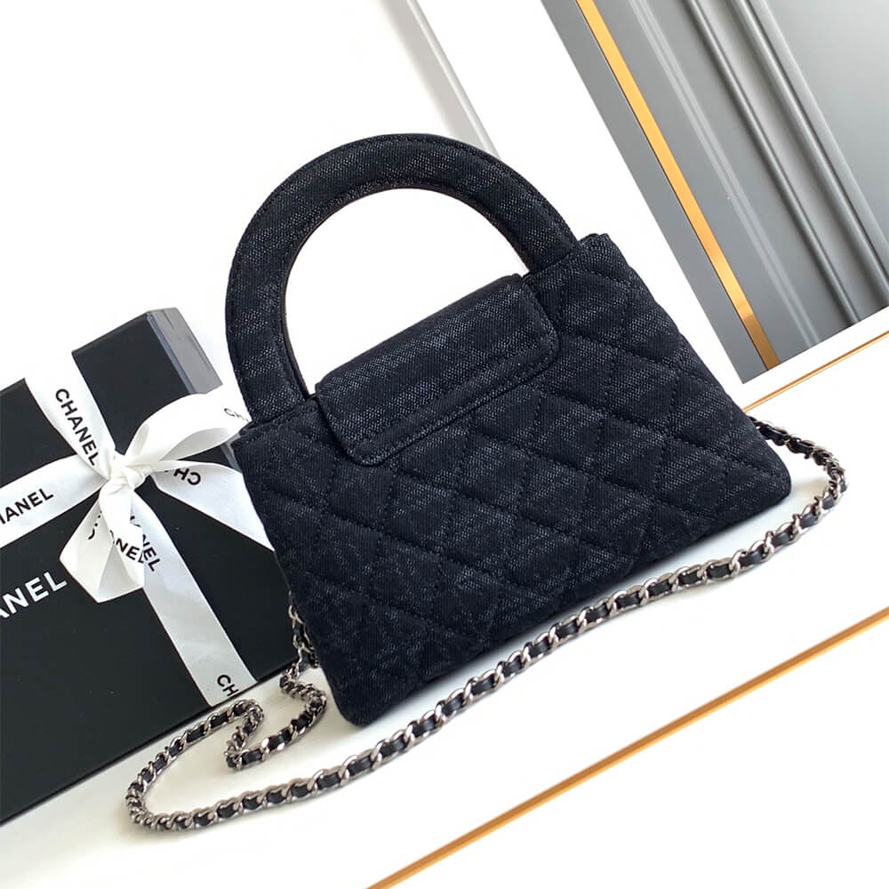 Black & Gray Chanel Mini Shopping Bag (Best
 grade) - Image 4