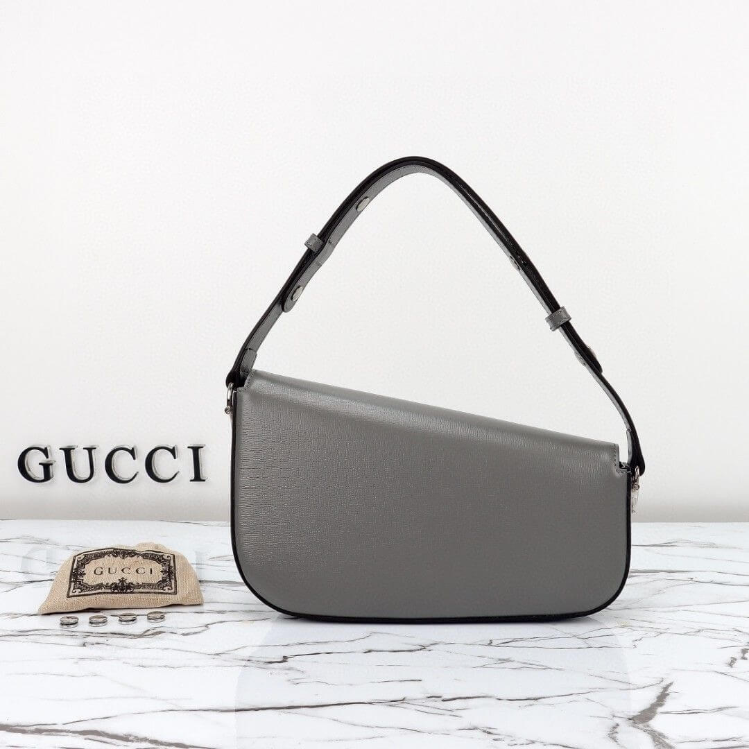 Gray Gucci Horsebit 1955 Small Shoulder Bag - Image 5