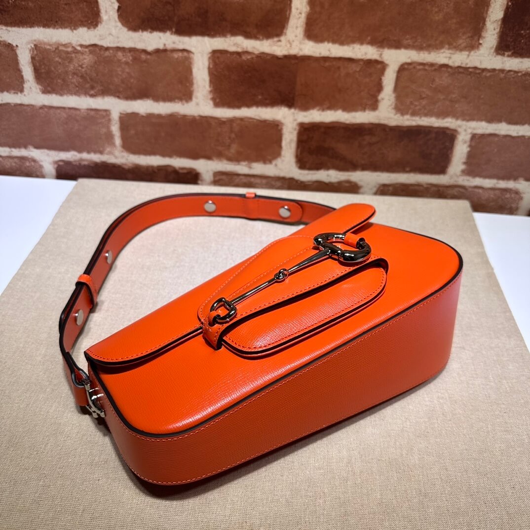 Orange Gucci Horsebit 1955 Small Shoulder Bag - Image 5