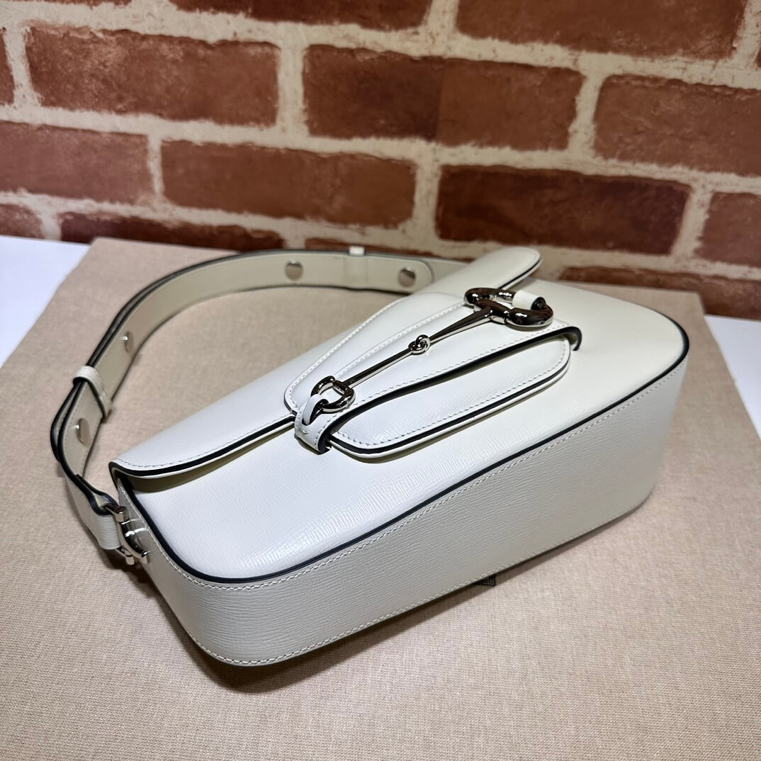 White Gucci Horsebit 1955 Small Shoulder Bag - Image 5