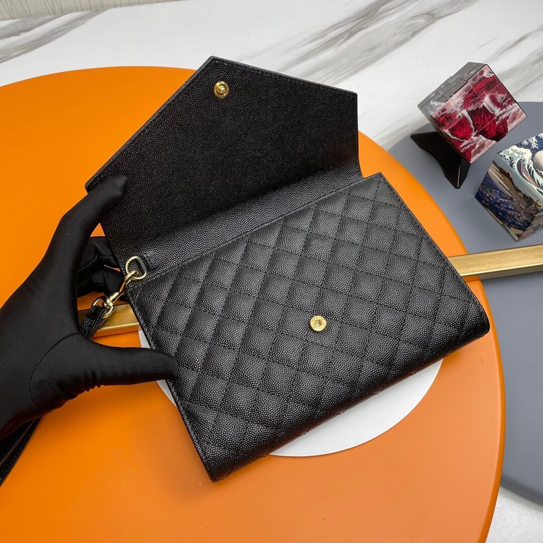 black YSL CASSANDRE matelasse leather flap clutch - Image 5