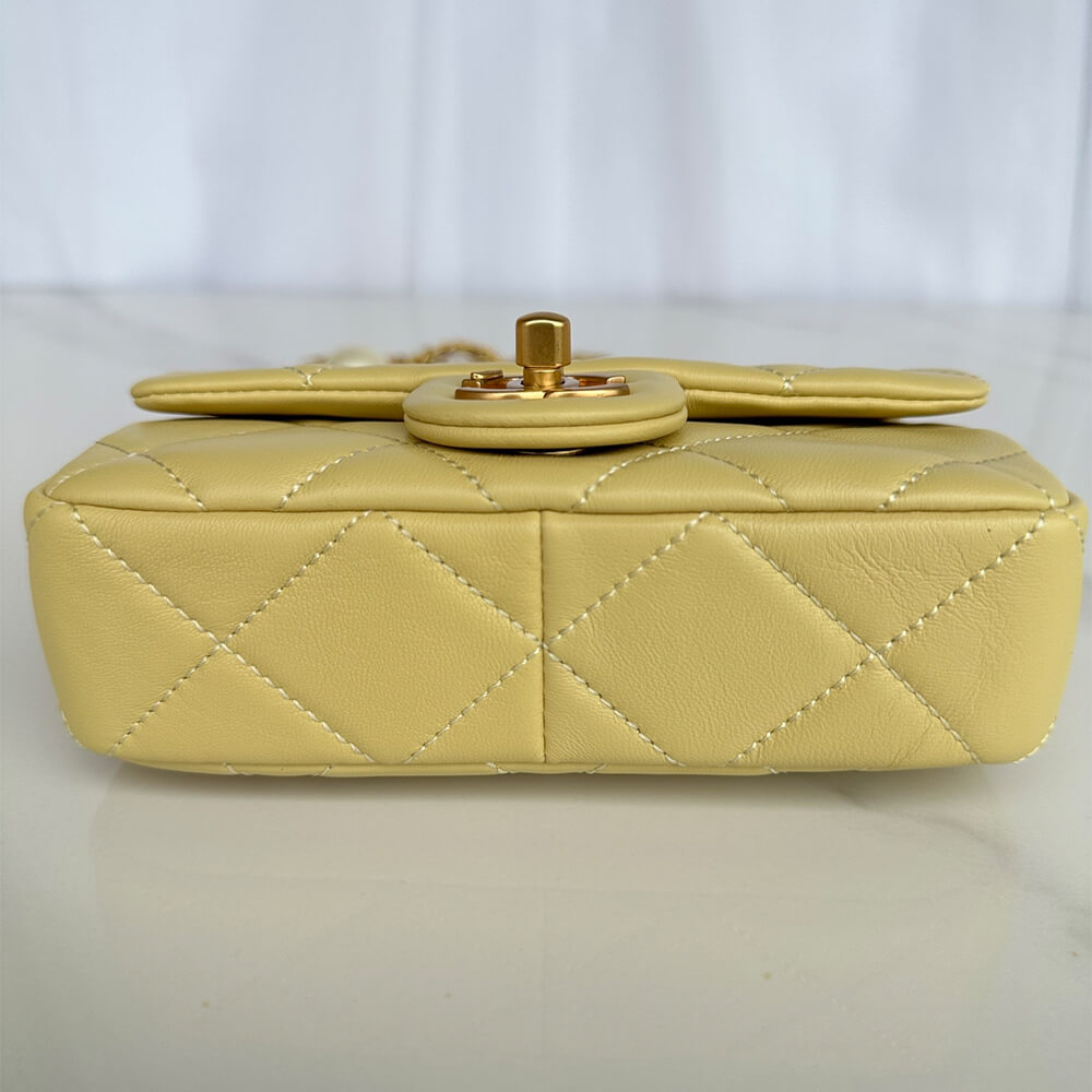 Yellow Chanel MINI FLAP BAG - Image 5