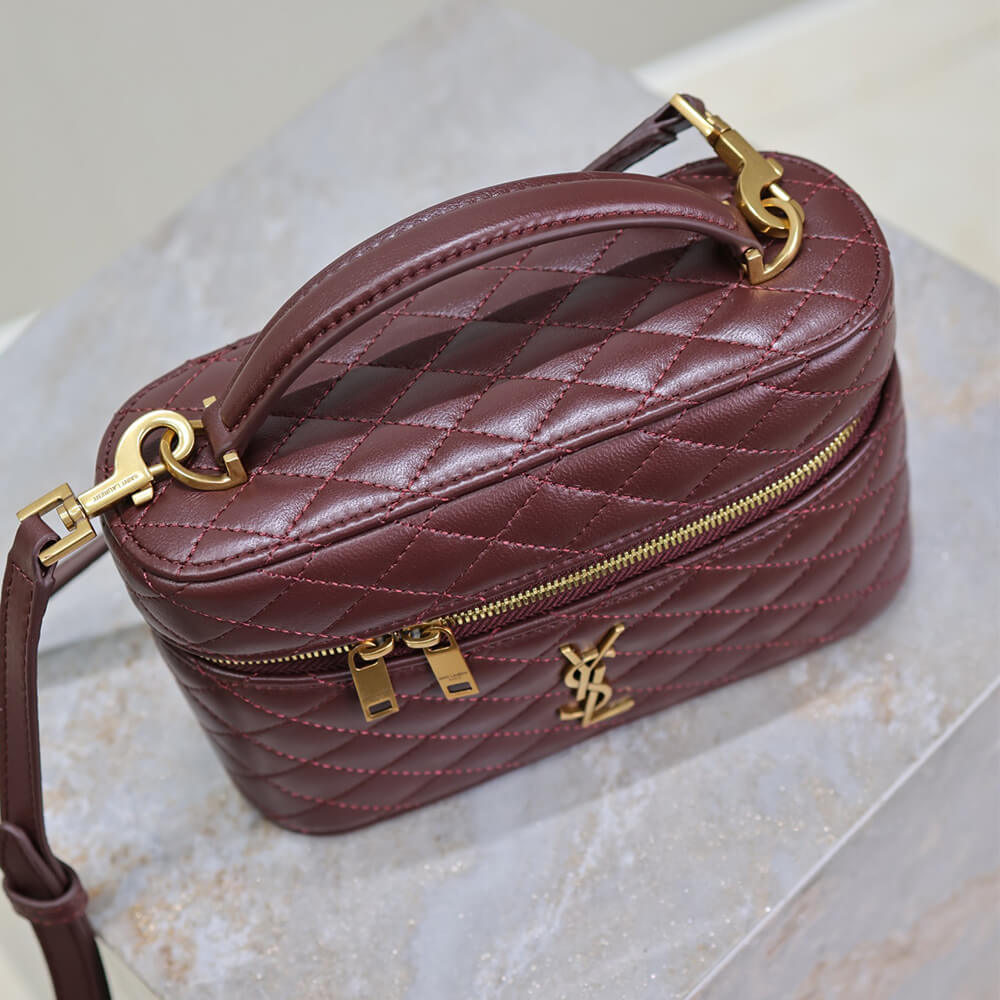 Red YSL GABY lambskin cosmetic Bag - Image 5