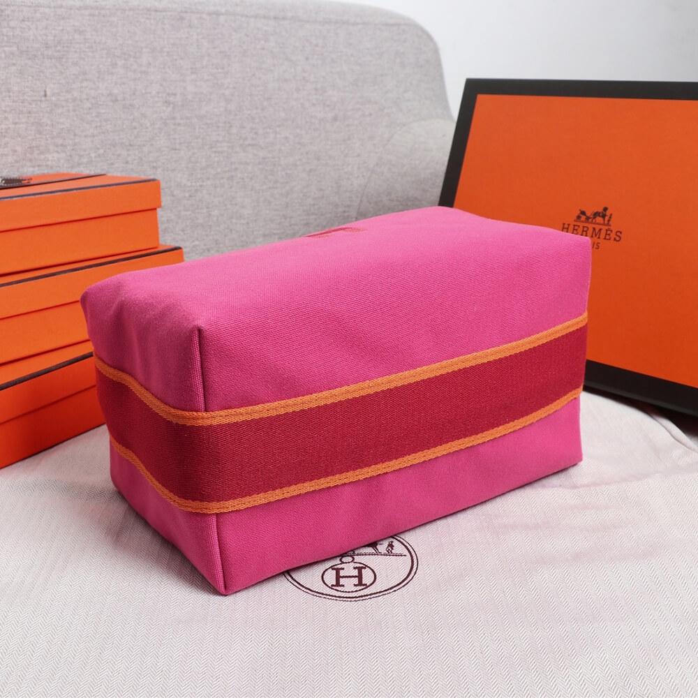 Pink Hermes toiletery bag - Image 5