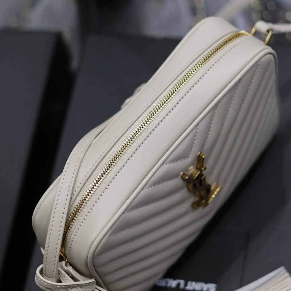 White YSL LOU CAMERA BAG IN QUILTED LEATHER - Image 5