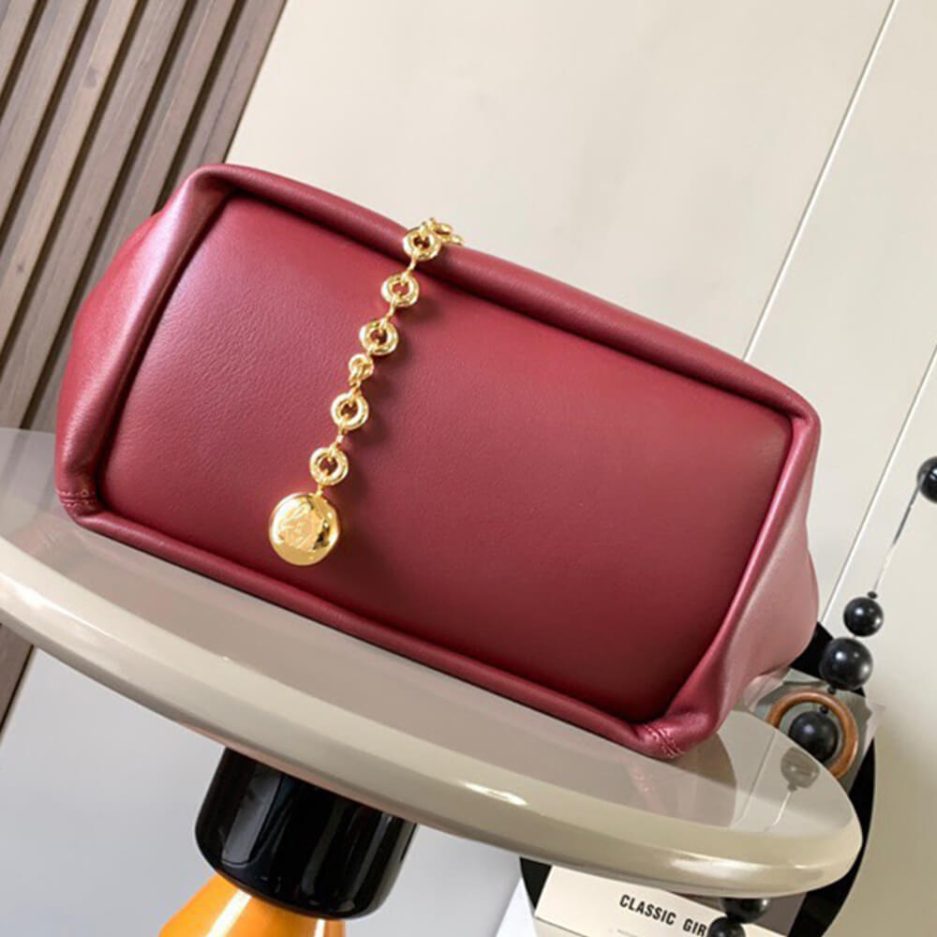 Burgundy Loewe Medium Squeeze bag in nappa lambskin - Image 5