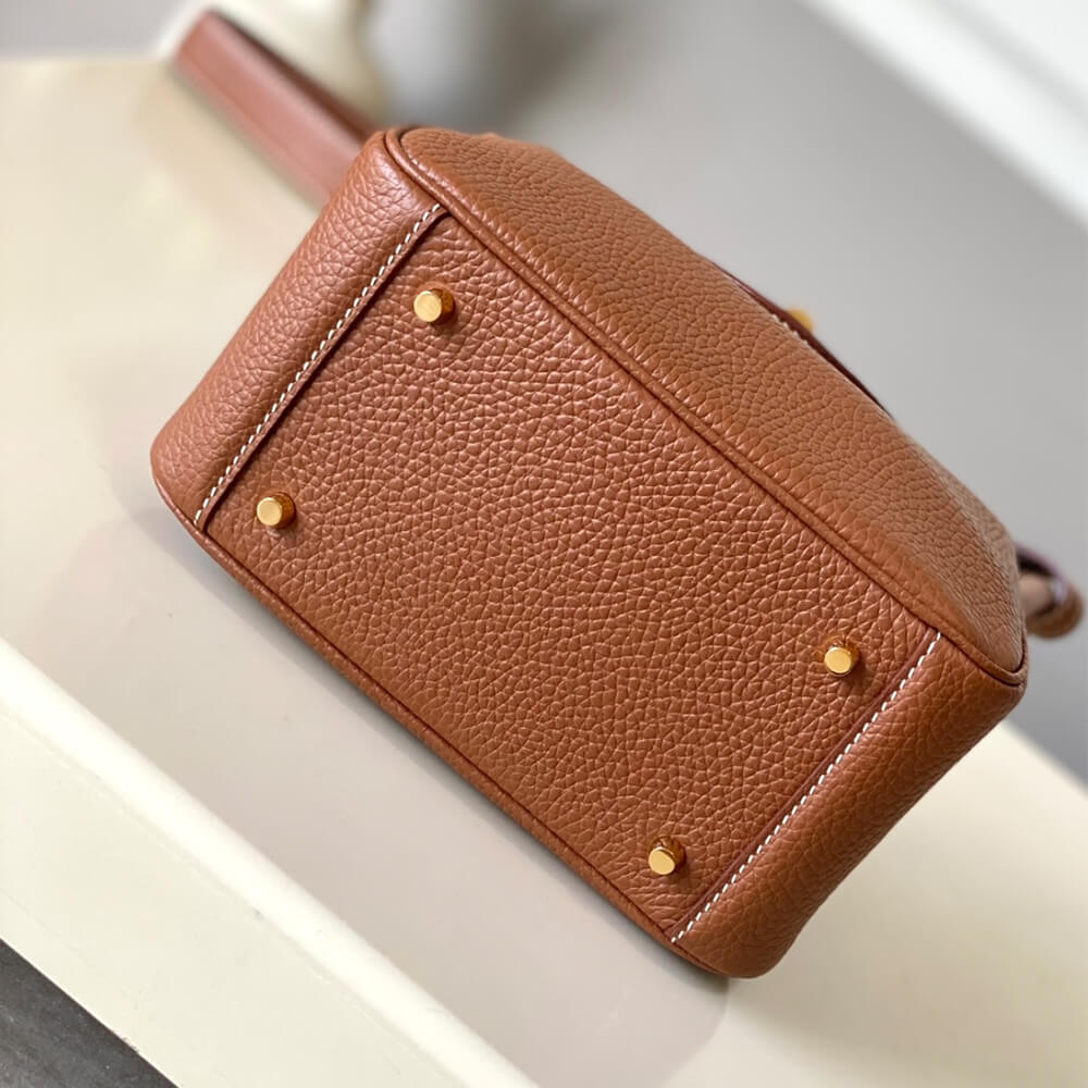 Golden Brown Hermes Lindy Mini Bag - Image 5