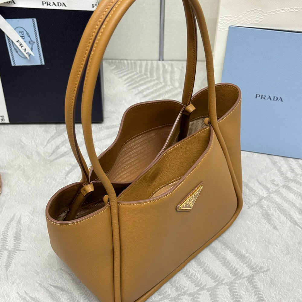 Caramel Prada Leather mini tote Bag - Image 5