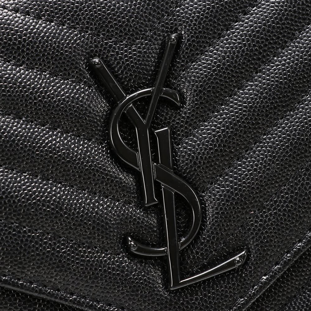 Saint Laurent Chain-strap YSL-plaque grained-leather wallet - Image 5