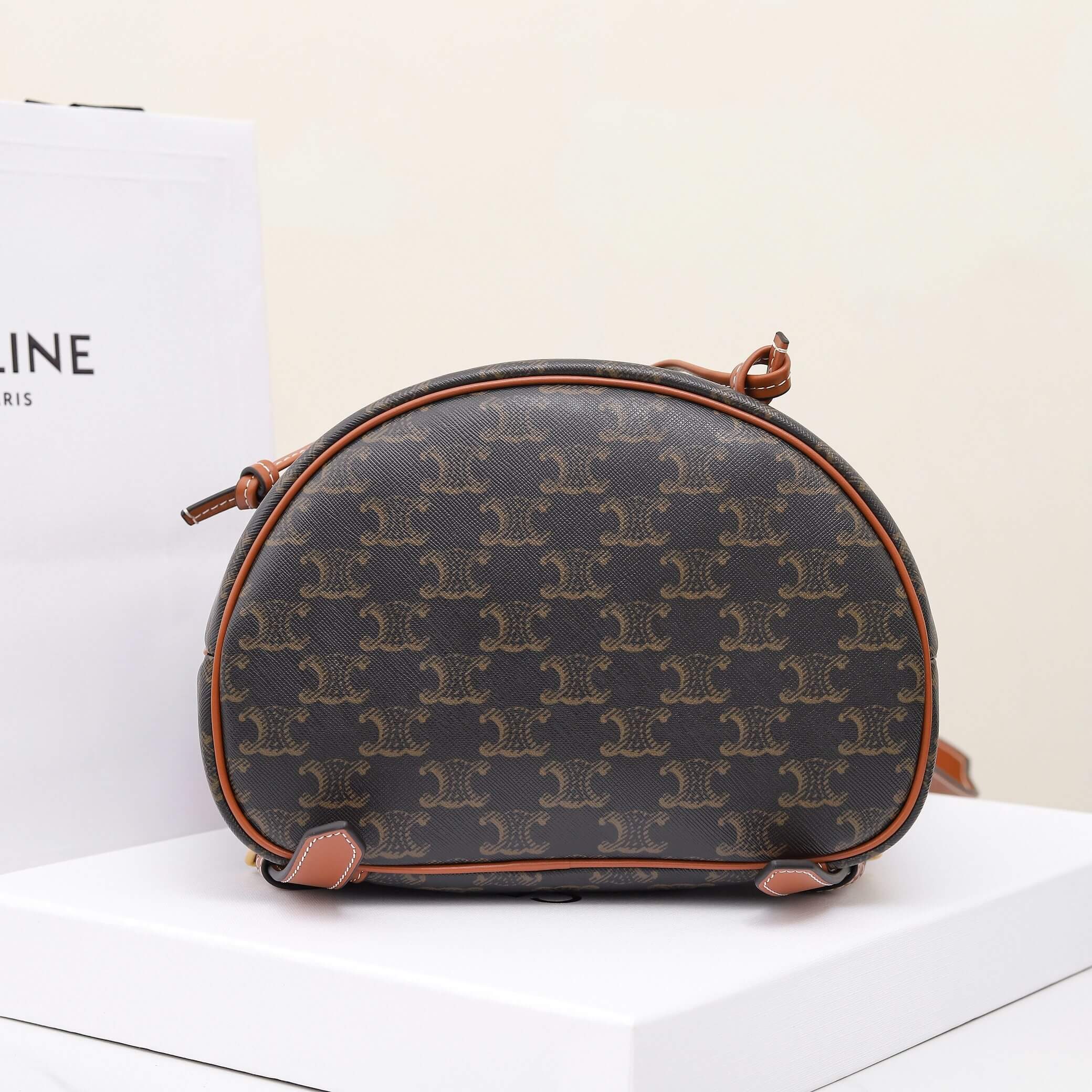 CELINE FOLCO Logo Print Calfskin Medium Backpack - Image 5