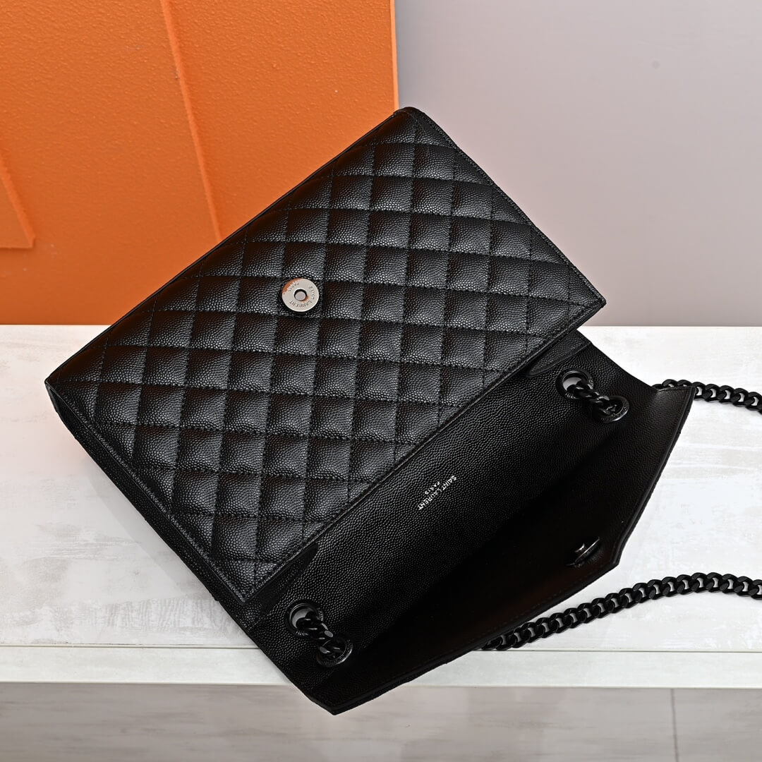 Black YSL ENVELOPE MEDIUM IN QUILTED GRAIN DE POUDRE EMBOSSED LEATHER - Image 5