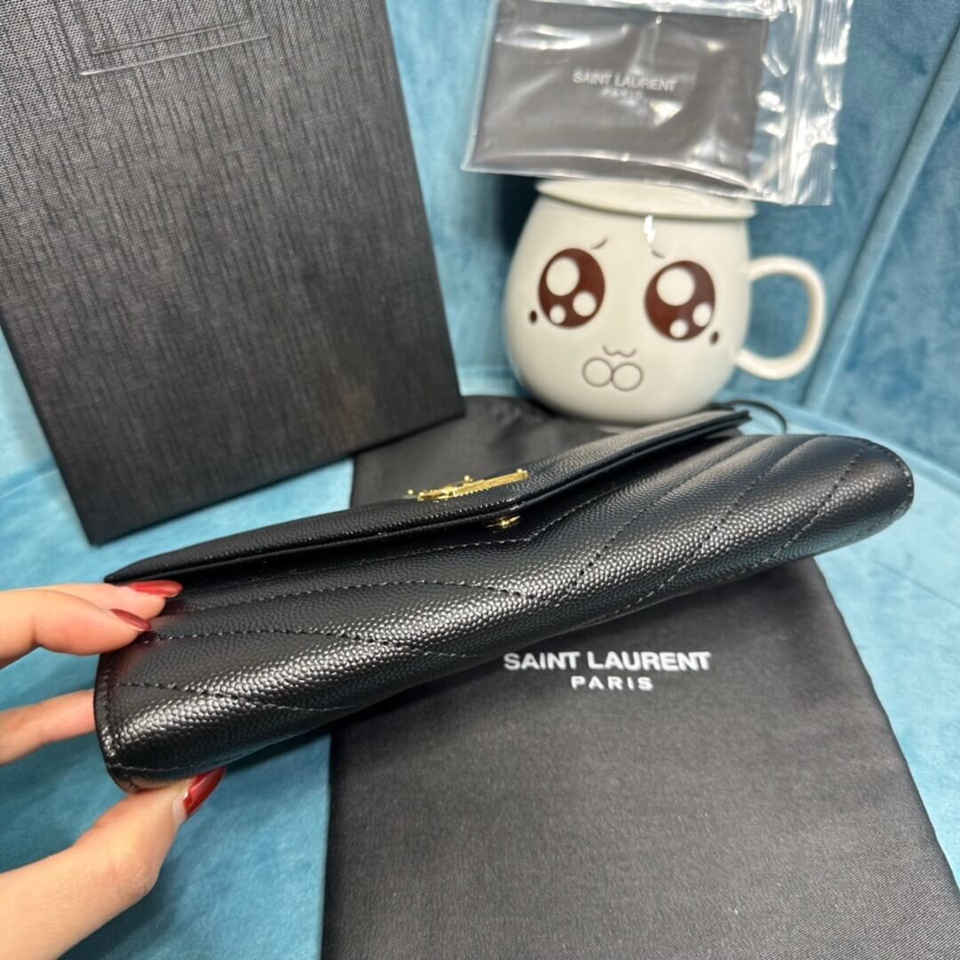 Black YSL CASSANDRE MATELASSE LARGE FLAP WALLET IN GRAIN DE POUDRE LEATHER - Image 5