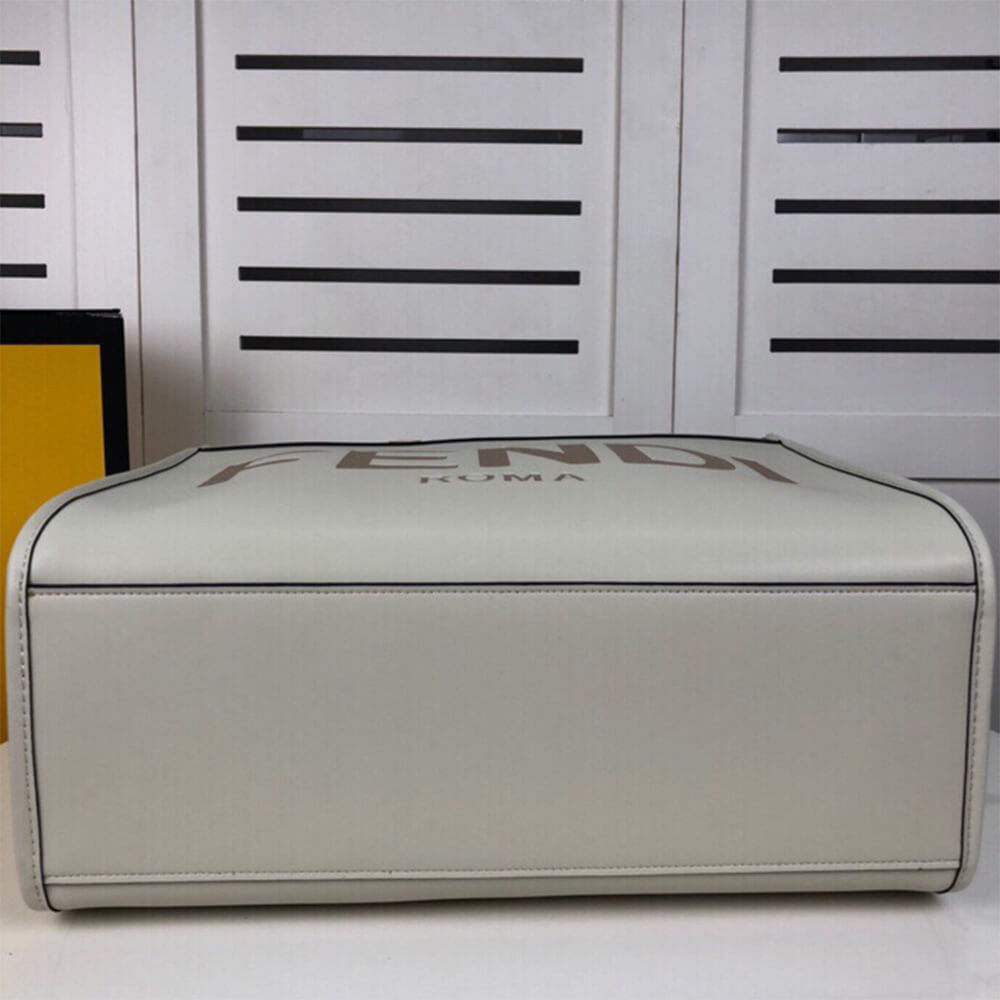 White FENDI SUNSHINE Medium Tote Bag - Image 5