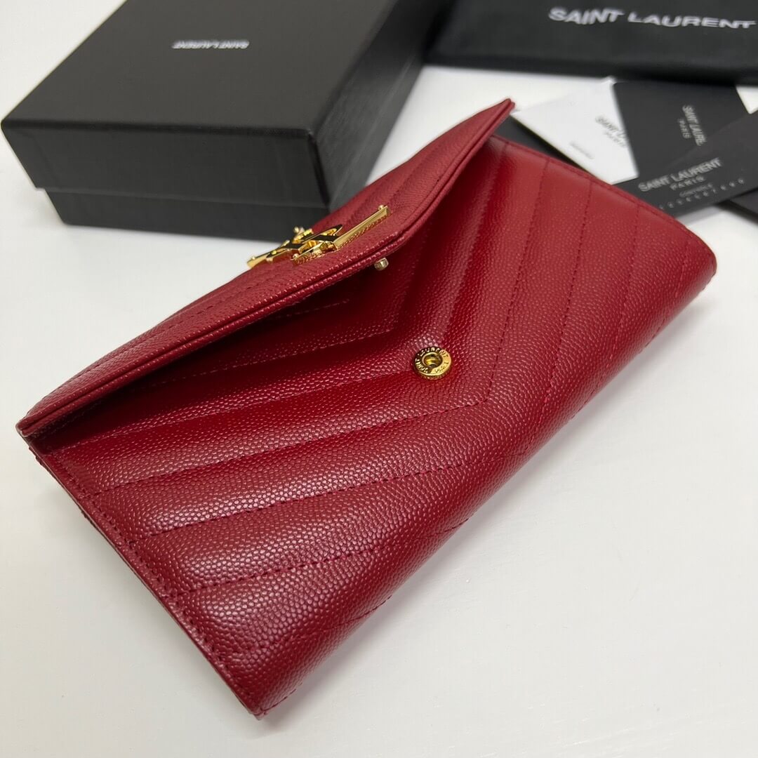 Red Merlot YSL CASSANDRE MATELASSE LARGE FLAP WALLET IN GRAIN DE POUDRE LEATHER - Image 5