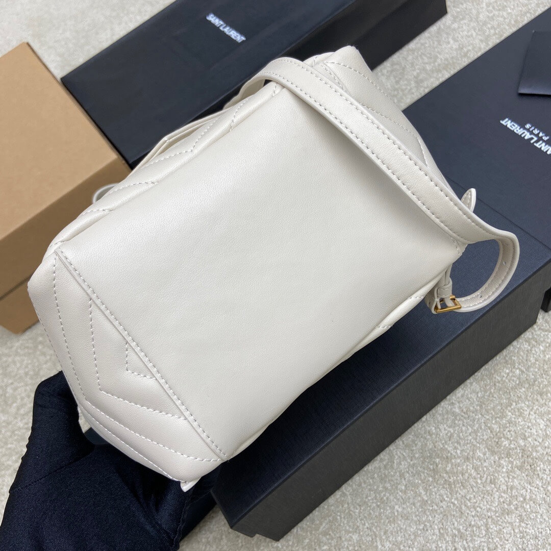 Retro White YSL Joe lambskin backpack - Image 5