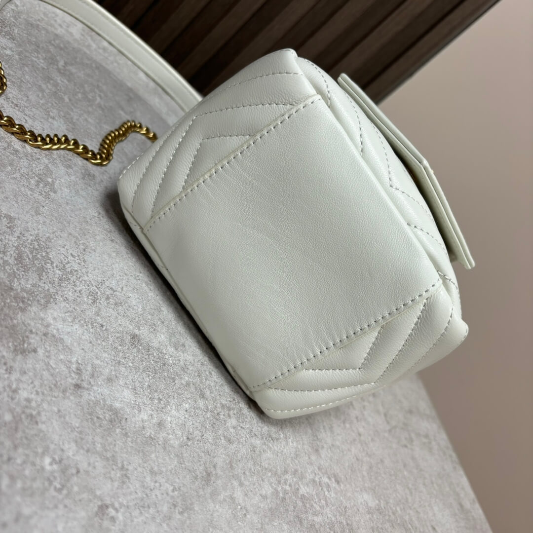 White YSL Joe quilted lambskin mini bucket bag - Image 5