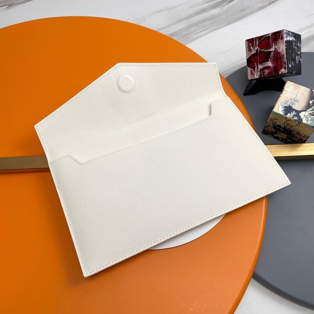 white YSL UPTOWN POUCH IN GRAIN DE POUDRE EMBOSSED LEATHER - Image 5