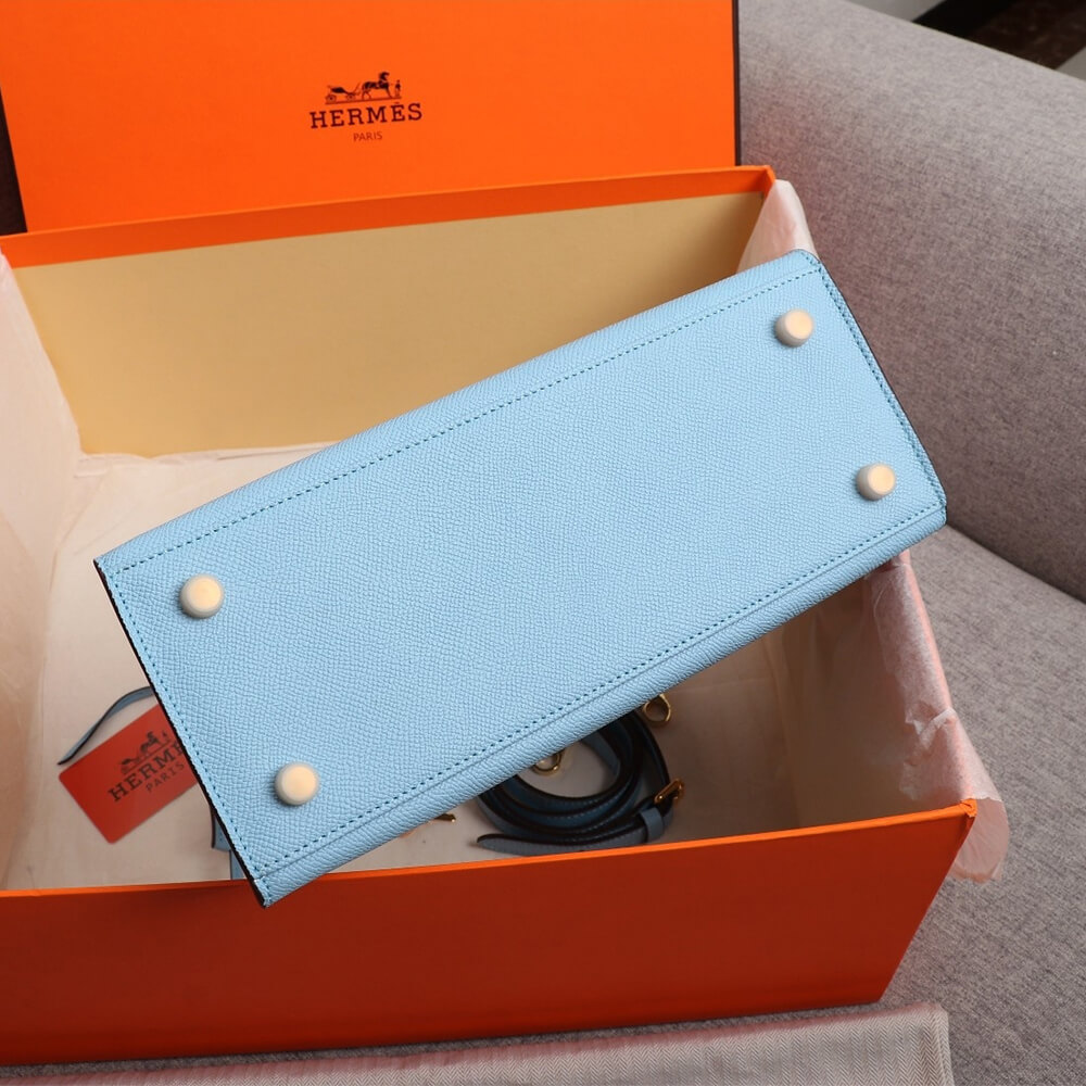 linen blue Hermes Kelly 25 - Image 5