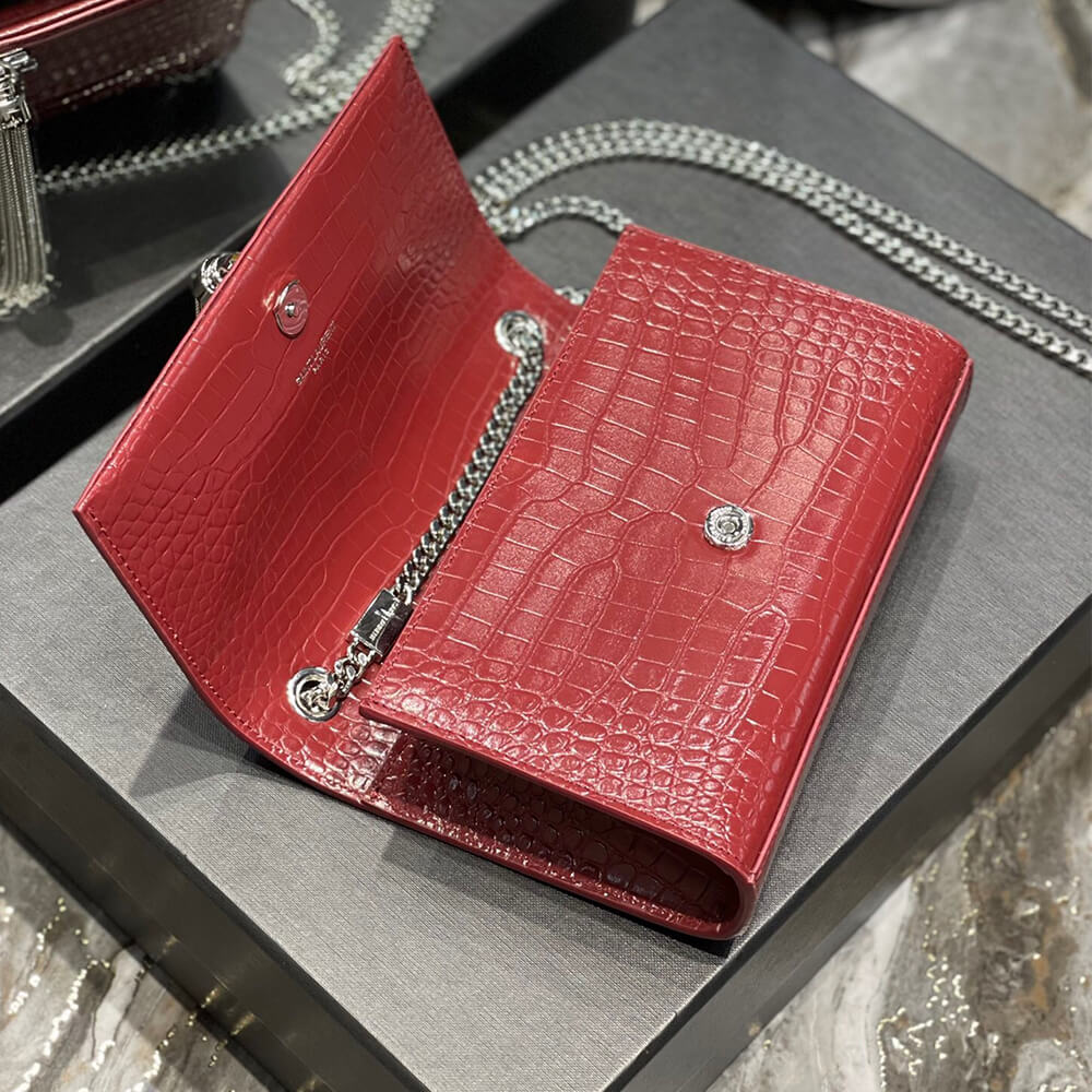 Red YSL KATE EMBOSSED SHOULDER BAG - Image 5