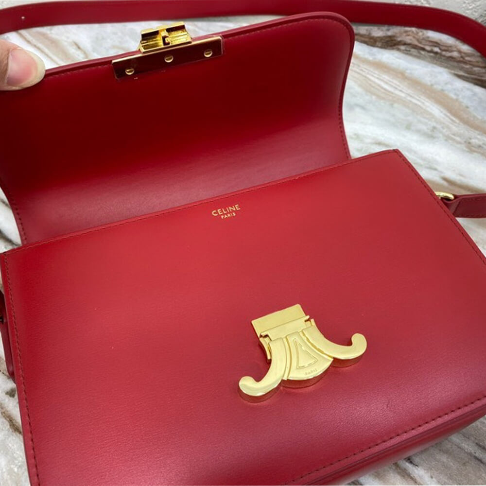 Red CELINE CLASSIQUE TRIOMPHE BAG IN CALFSKIN - Image 5