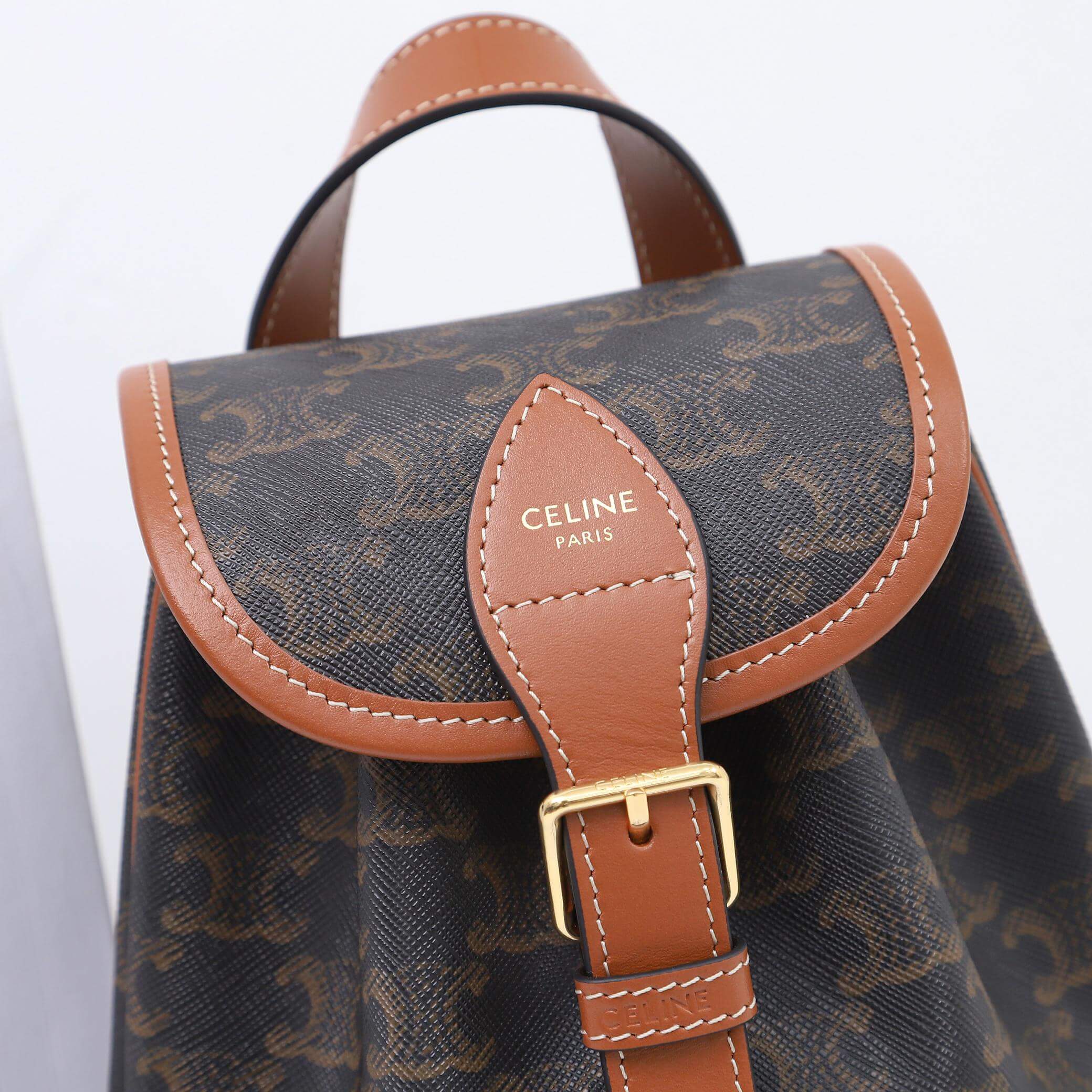 CELINE FOLCO Logo Print Calfskin Mini Backpack - Image 6