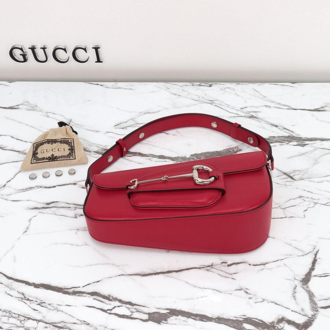 Red Gucci Horsebit 1955 Small Shoulder Bag - Image 6