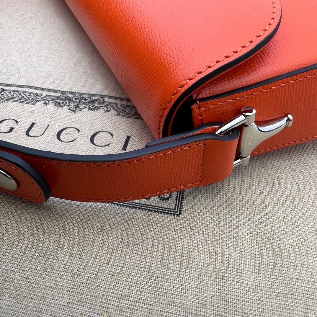 Orange Gucci Horsebit 1955 Small Shoulder Bag - Image 6