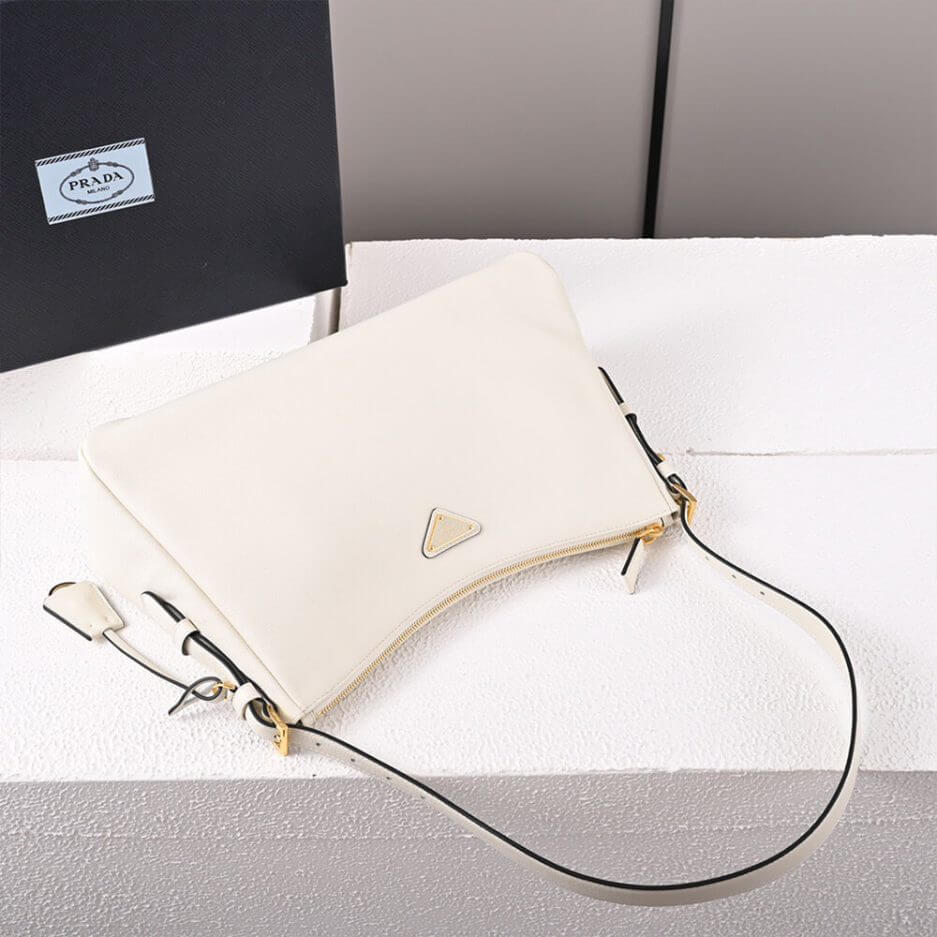 White Prada Aimee large leather shoulder bag - Image 6