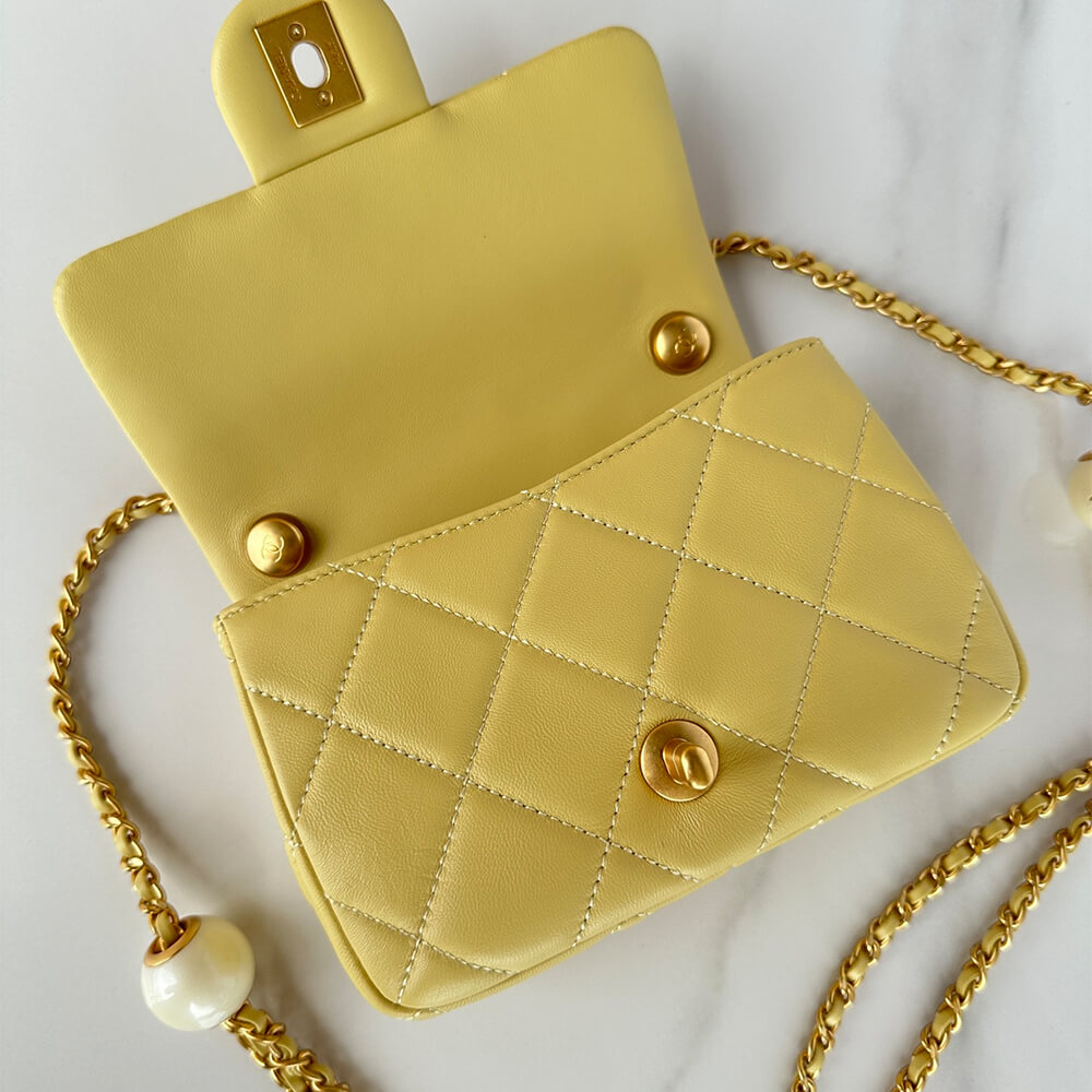 Yellow Chanel MINI FLAP BAG - Image 6