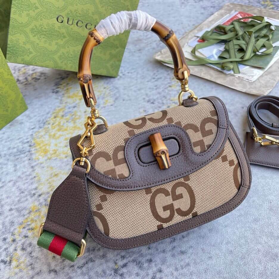 GUCCI BAMBOO 1947 JUMBO GG SMALL TOP HANDLE BAG - Image 6