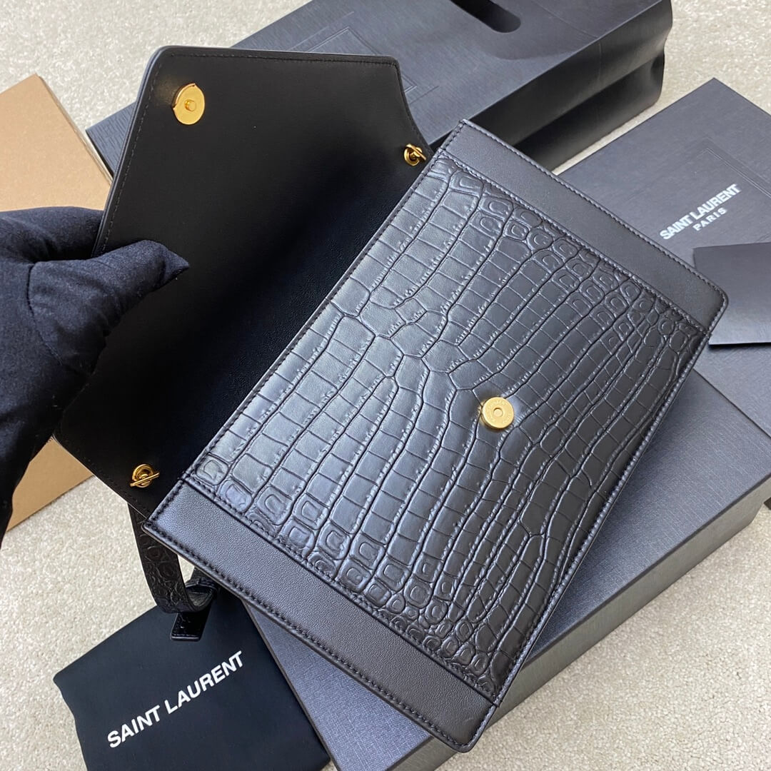 YSL Crocodile Embossed Gaby Satchel - Image 6