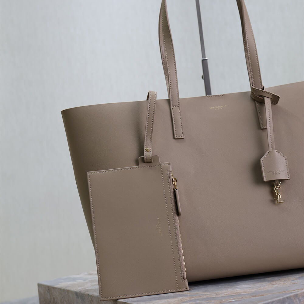 Dark beige YSL Shopping Saint Laurent leather - Image 6